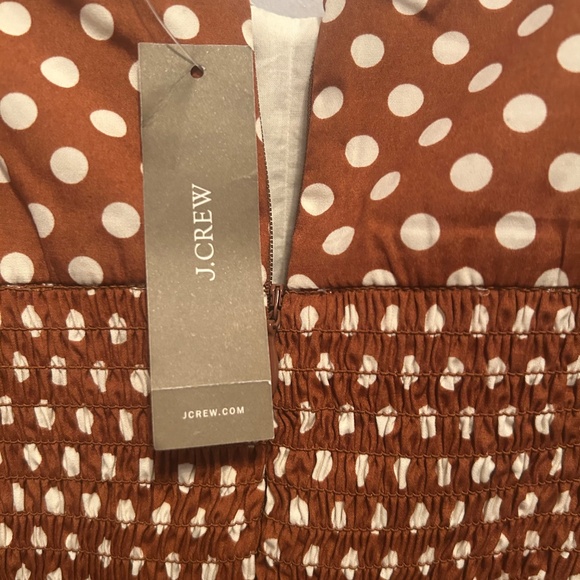 NWT J.Crew Brown and White Polka Dot Midi A-line Sundress Size 12 - Picture 8 of 12